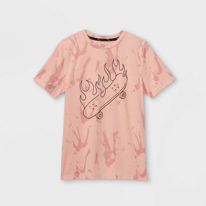 Boys' Flaming Skateboard Graphic Short Sleeve T-shirt - Art Class Pink