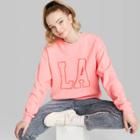 Women's Oversized Long Sleeve Crewneck Sweatshirt - La Graphic - Wild Fable Pink