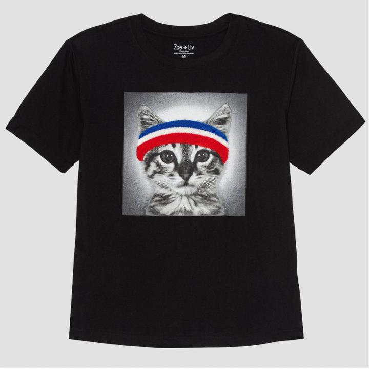Zoe+liv Women's Plus Size Cats Short Sleeve Graphic T-shirt (juniors') - Black 1x, Women's,
