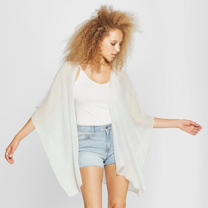 Target Women's Woven Ruana Poncho Sweater - Universal Thread Gray