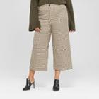 Women's Plus Size Plaid Wide Leg Cropped Suiting Pants - Who What Wear Yellow/black 26w, Yellow/black Plaid