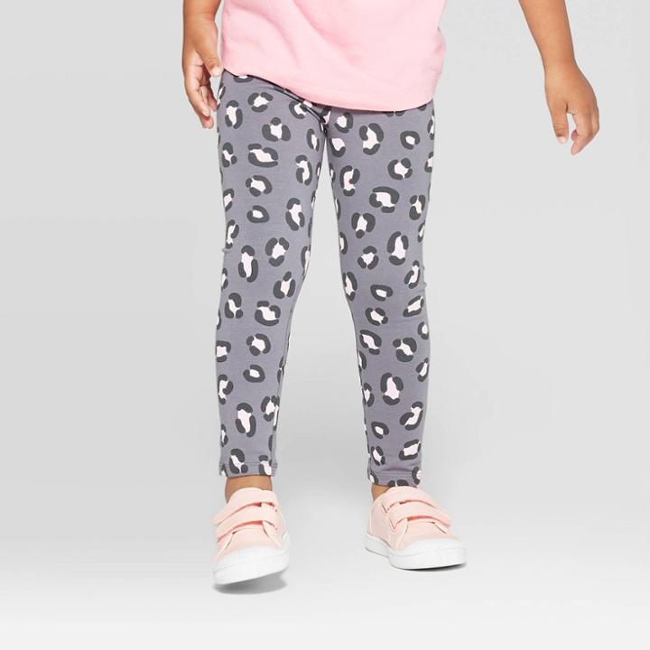 Toddler Girls' Animal Print Leggings - Cat & Jack Dark Gray 12m, Toddler Girl's