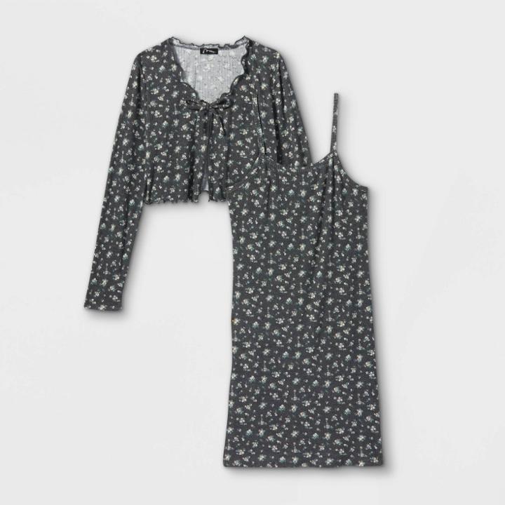 Girls' Dress & Cardigan Set - Art Class Charcoal Gray