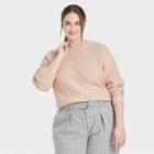 Women's Plus Size Crewneck Pullover Sweater - A New Day Peach