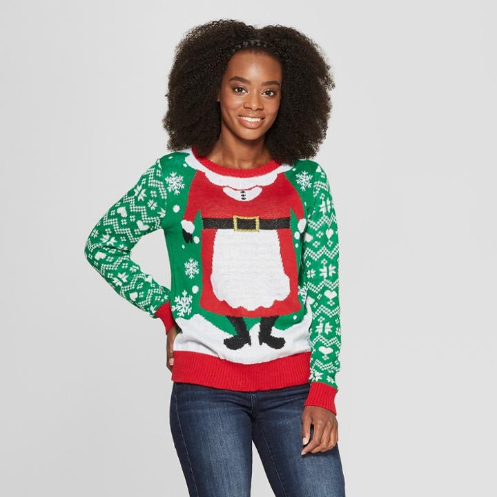 Women's Mrs. Claus Christmas Family Ugly Sweater - Well Worn Green