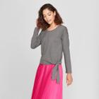 Women's Long Sleeve Side-tie Top - A New Day Dark Heather Gray
