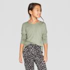 Girls' Cold Clavicle Long Sleeve T-shirt - Art Class Olive