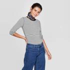 Women's Standard Fit Striped Long Sleeve Crewneck T-shirt - Universal Thread Black/white