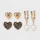 Acrylic, Shiny Gold Trio Earring Set - Wild Fable , Women's, Clear