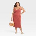 Women's Plus Size Sleeveless Fitted Dress - Ava & Viv Red