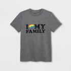 Ev Lgbt Pride Pride Gender Inclusive Kids' 'i Heart My Family' Short Sleeve Graphic T-shirt - Gray