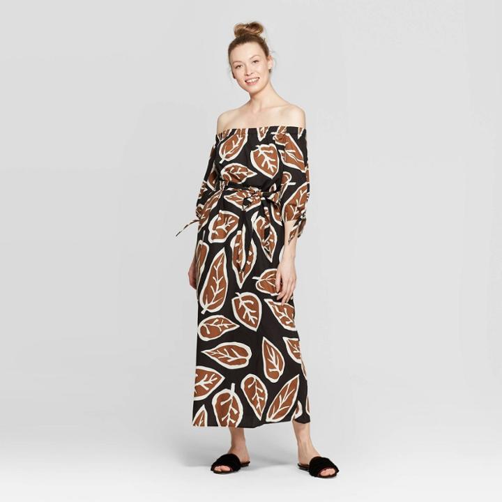 Women's Off The Shoulder Knotted Cuff Maxi Dress - Who What Wear Black
