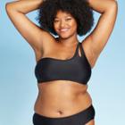 Women's Plus Size One Shoulder Bikini Top - Xhilaration Black