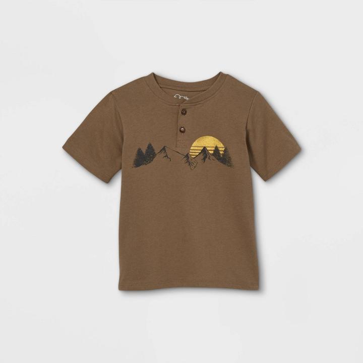 Toddler Boys' Mountain Short Sleeve Henley Shirt - Art Class Olive Green