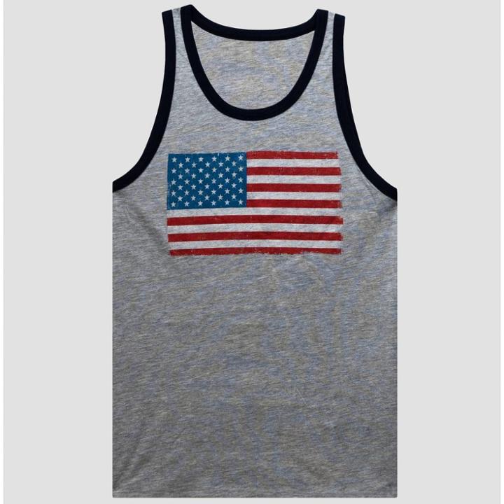 Fifth Sun Men's Flag Americana Tank Top - Gray S, Men's,