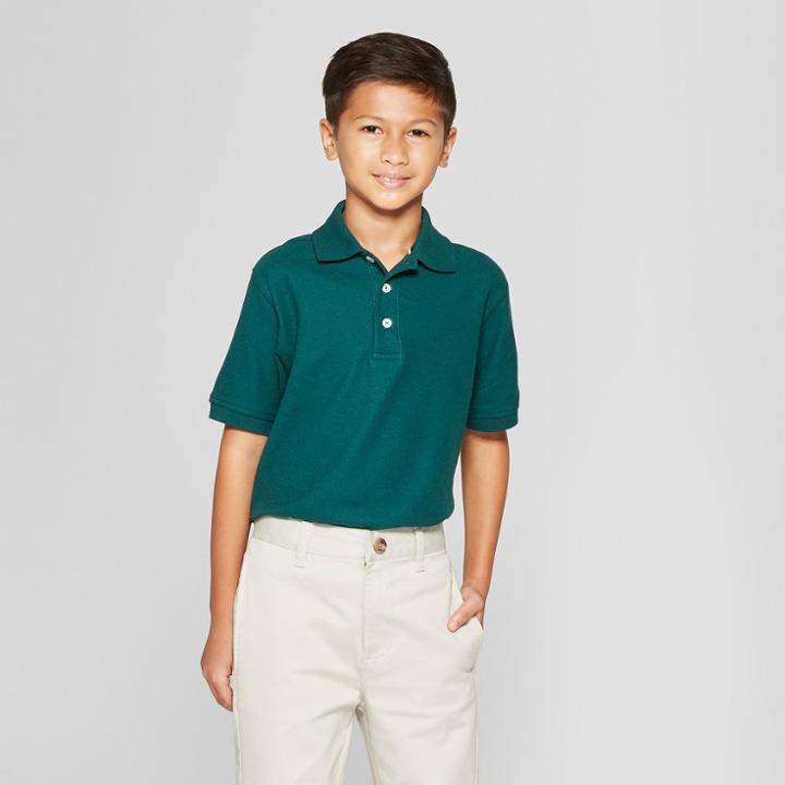 French Toast Boys' Short Sleeve Pique Uniform Polo Shirt - Green