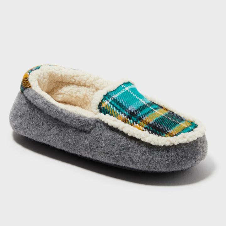 Boys' Dearfoams Moccasin Slippers - Light Grey