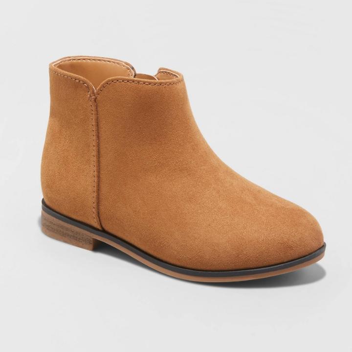 Toddler Girls' Penelope Slip-on Zipper Booties - Cat & Jack Cognac
