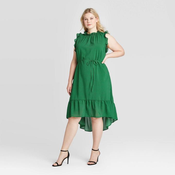 Women's Plus Size Polka Dot Sleeveless Collared Dress - Who What Wear Green 1x, Women's,