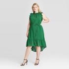 Women's Plus Size Polka Dot Sleeveless Collared Dress - Who What Wear Green 1x, Women's,