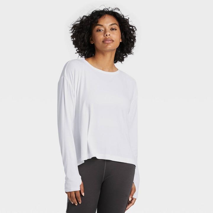 Women's Scooped Long Sleeve Tunic - All In Motion True White