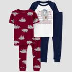 Carter's Just One You Toddler Boys' 4pc Rhino Football Pajama Set - Burgundy