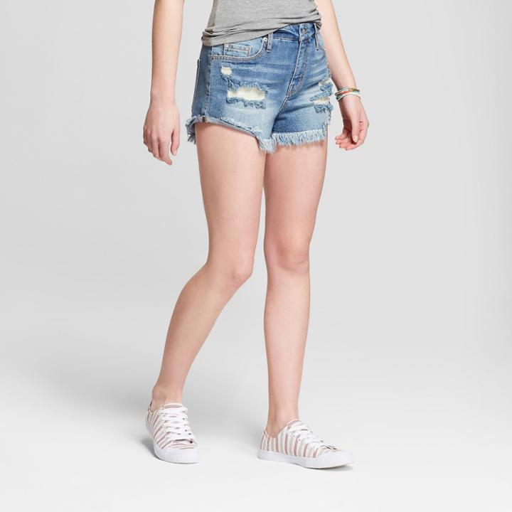 Women's High-rise Destructed Jean Shorts - Mossimo Supply Co. Dark Wash