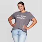Modern Lux Petitewomen's Let's Wine About It Short Sleeve Graphic T-shirt - Charcoal Heather 1x, Size: