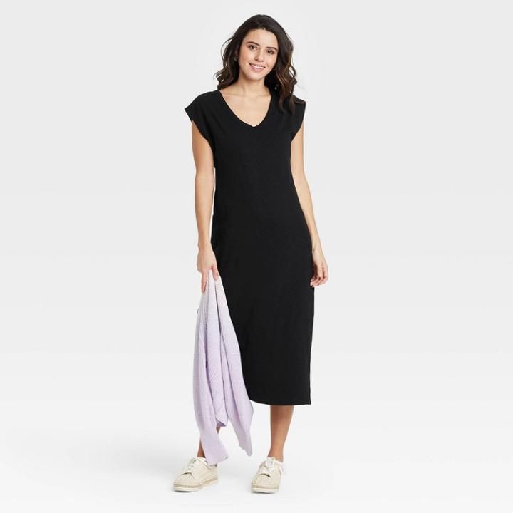 Women's Sleeveless Knit T-shirt Dress - Universal Thread Black