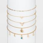Star And Evil Eye Choker Necklace Set 5pc - Wild Fable Gold
