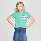 Girls' Flip Sequins Hooded Panda Short Sleeve Graphic Top - Cat & Jack Green