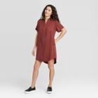 Women's Short Sleeve Shirtdress - Universal Thread Burgundy