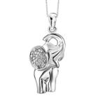 Distributed By Target Women's Sterling Silver Accent Round-cut White Diamond Pave Set Elephant Pendant - White