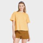Women's Striped Short Sleeve Boxy T-shirt - Universal Thread Pink/orange