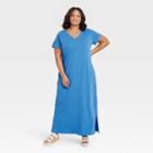 Women's Plus Size Short Sleeve T-shirt Dress - Universal Thread Blue