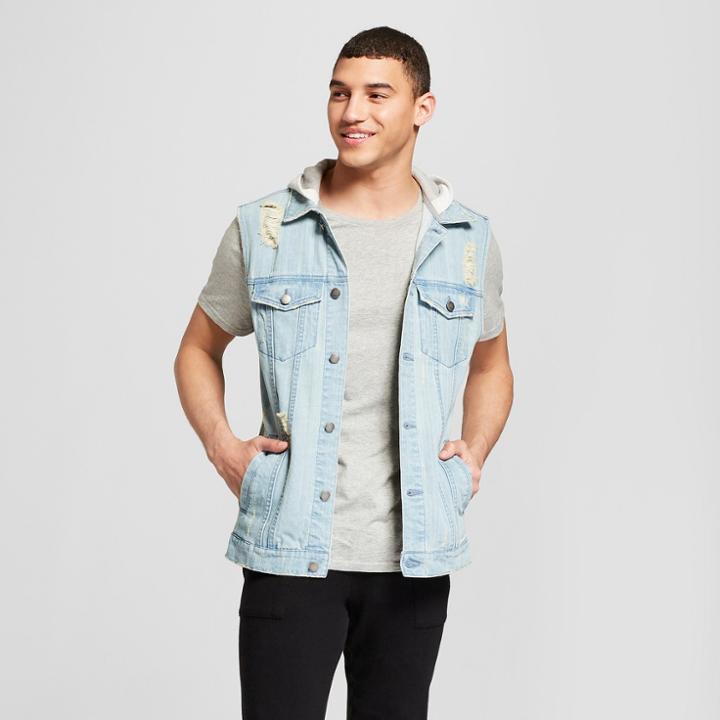 Men's Destructed Denim Trucker Vest - Jackson Light Indigo