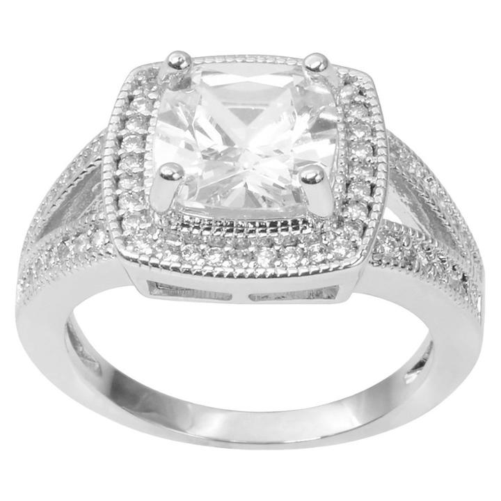2 3/5 Ct. T.w. Journee Collection Cushion Cut Cz Basket Set Split Band Ring In Brass -