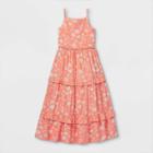Girls' Tiered Woven Maxi Sleeveless Dress - Cat & Jack Coral