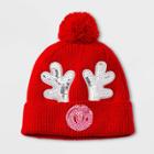 Girls' Reindeer Beanie Hat - Cat & Jack , Girl's, Red