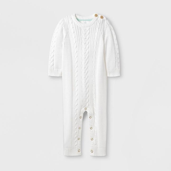 Baby Cable Romper - Cloud Island Ivory Newborn, Kids Unisex, White