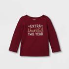 Toddler Girls' Adaptive Extra Thankful Long Sleeve T-shirt - Cat & Jack Burgundy