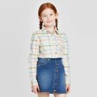 Girls' Plaid Long Sleeve Button-down Shirt - Cat & Jack Xs, Girl's, Yellow