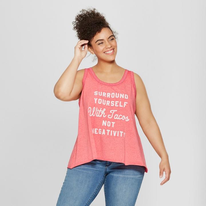 Women's Plus Size Surround Yourself With Tacos Graphic Tank Top - Fifth Sun (juniors') Red