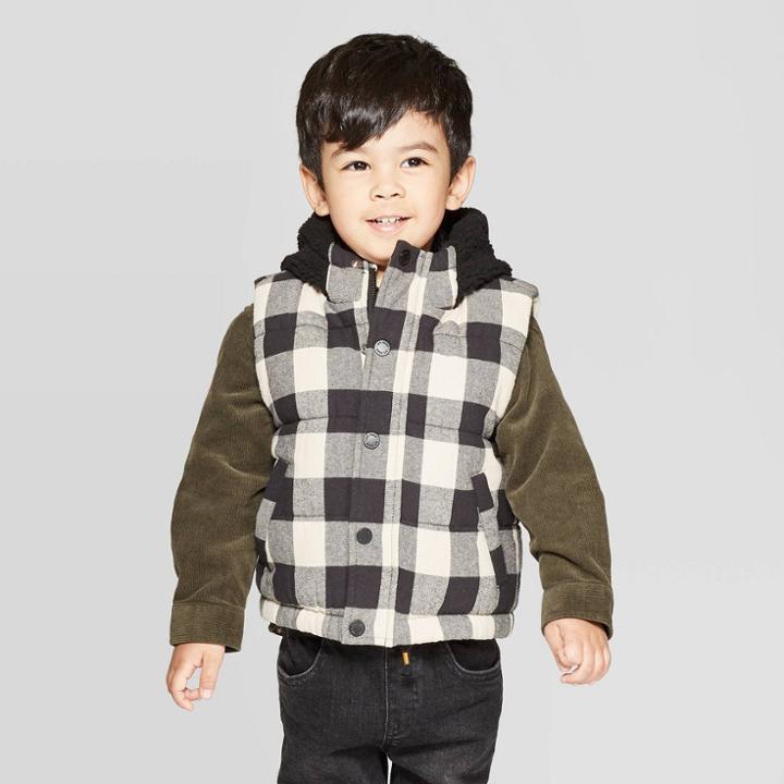 Toddler Boys' Buffalo Check Vest - Art Class Black