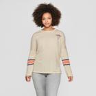 Women's Plus Size Long Sleeve Skull Graphic T-shirt - Mighty Fine (juniors') Gray