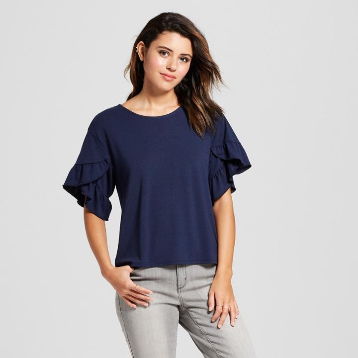 Women's Ruffle Sleeve Top - Lily Star (juniors') Dark Blue