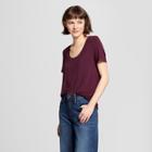 Women's Standard Fit Any Day Short Sleeve Scoop T-shirt - A New Day Burgundy Heather
