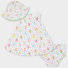 Gerber Baby Girls' 3pc Ice Cream Dress With Diaper Cover And Sun Hat - White