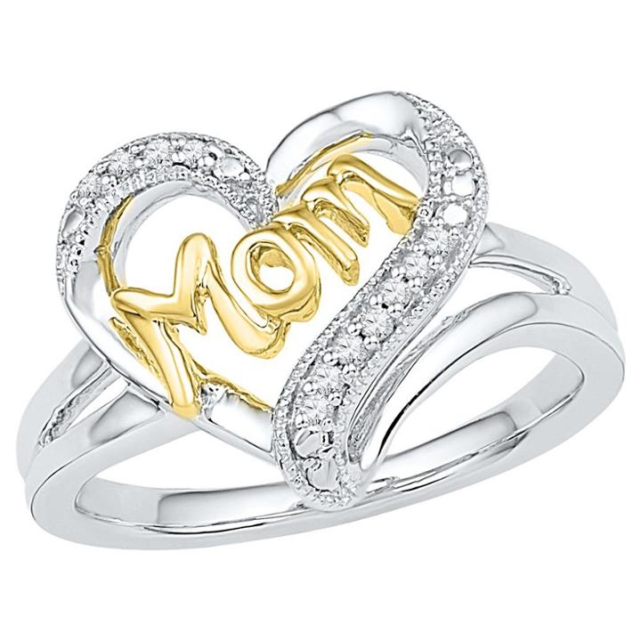 Target 1/20 Ct. T.w. Round Diamond Prong Set Heart Ring In Sterling Silver With Yellow Plating (7.5), Girl's, White