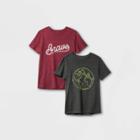 Boys' 2pk Graphic Short Sleeve T-shirt - Cat & Jack Gray/maroon